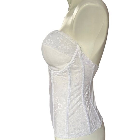 Carnival Lace Bustier Corset Boning Bridal Lingerie Size 34D white Wedding VTG - Picture 3 of 14